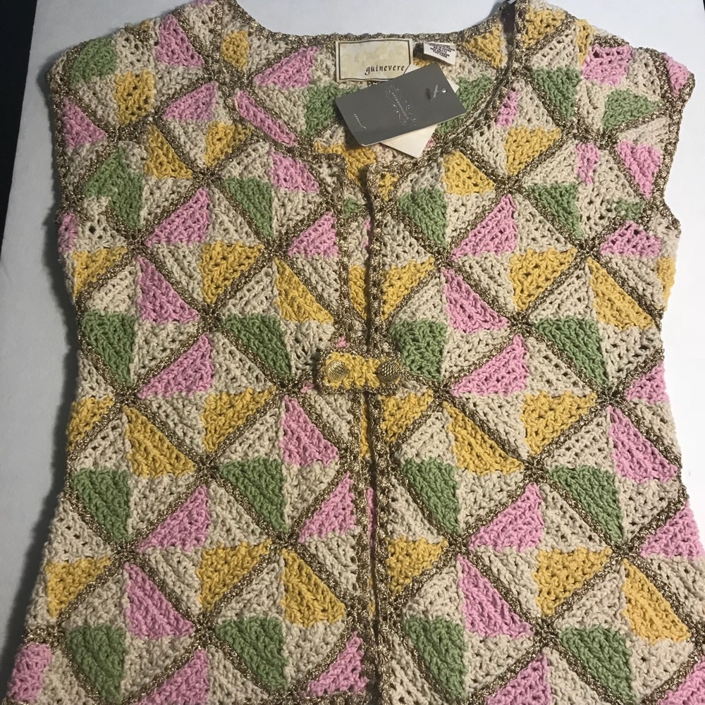 NWT Anthropology Guinevere diamond crocheted Cardigan (Love 1)